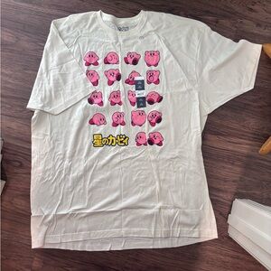 Cream Kirby Shirt with Pink Graphic
